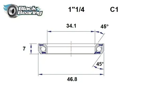 Roulement BLACK BEARING HB 34.1X46.8X7MM 45°/45°