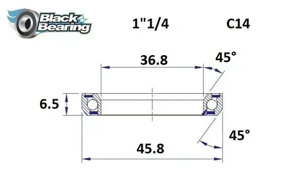 Roulement jeu de direction Black Bearing C14 36,8 x 45,8 x 6,5 mm 45x45°