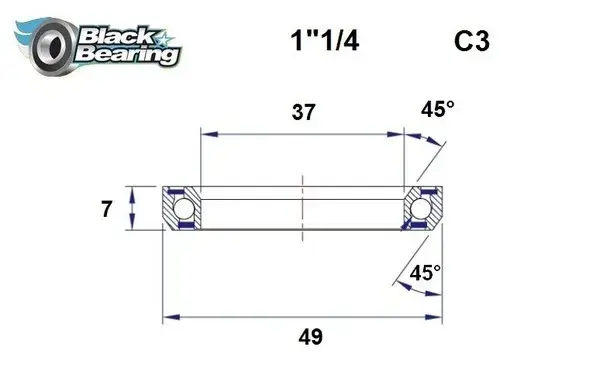 BLACK BEARING Lenkkopflager HB 37X49X7MM 45°/45°