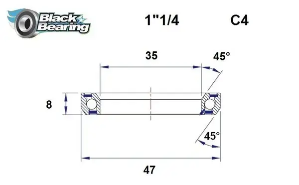 بلیک بیرنگ 47X35X8MM 45X45° سٹیئرنگ بیرنگ سیٹ