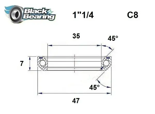 Lenkkopflager Black Bearing 47x35x7 mm 45x45°