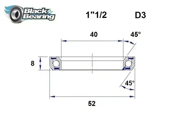Steuersatzlager Black Bearing D3 - 40 x 52 x 8 mm 45°x45°