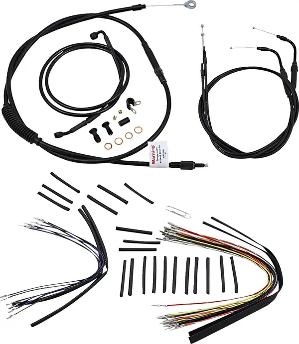 Komplettes Lenkerzug- und Hüllensatz aus schwarzem Vinyl für Ape Hangers von Burly Brand