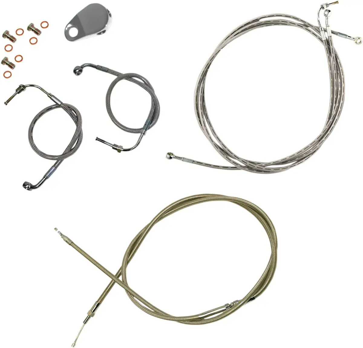 Kit câble de guidon et durite de frein tressé inox standard LA CHOPPERS