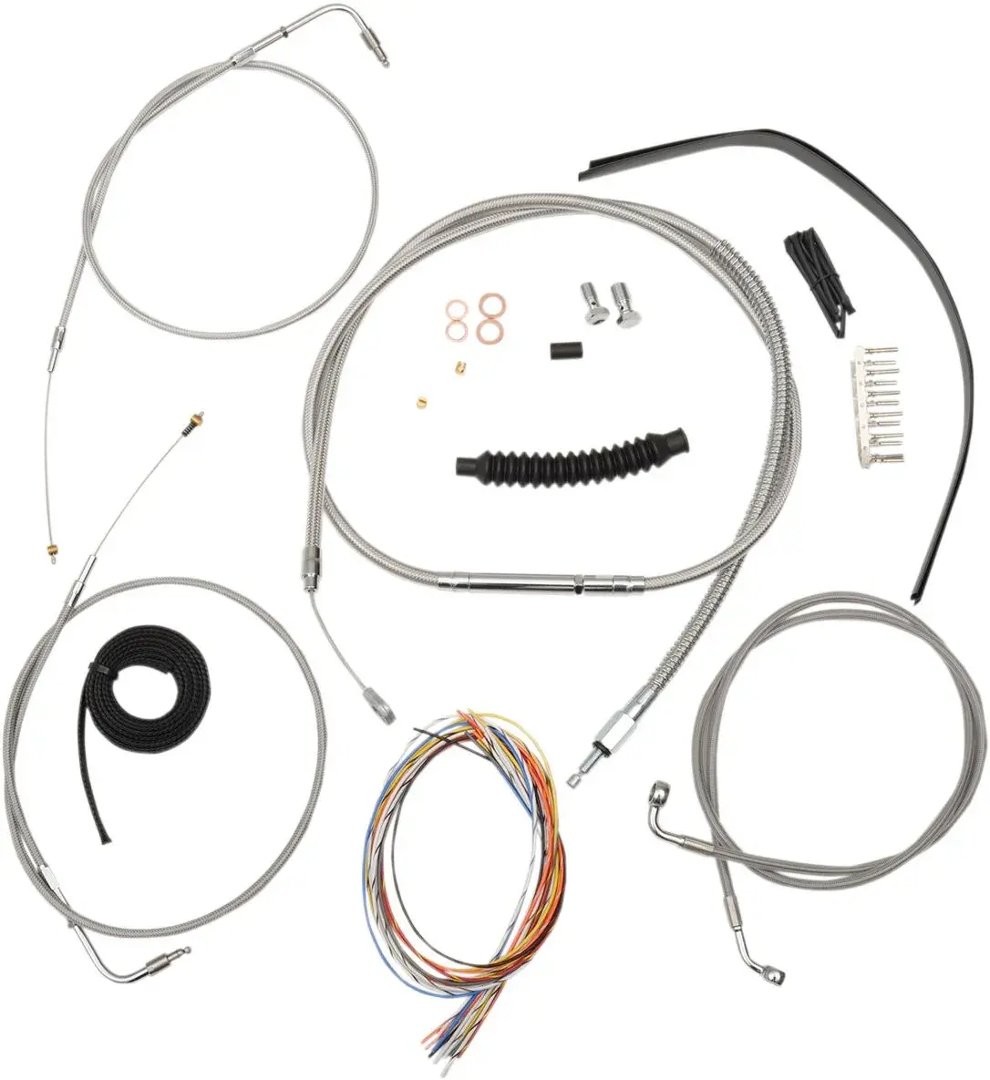 Kit complet de câbles de guidon et durite de frein tressés inox LA CHOPPERS