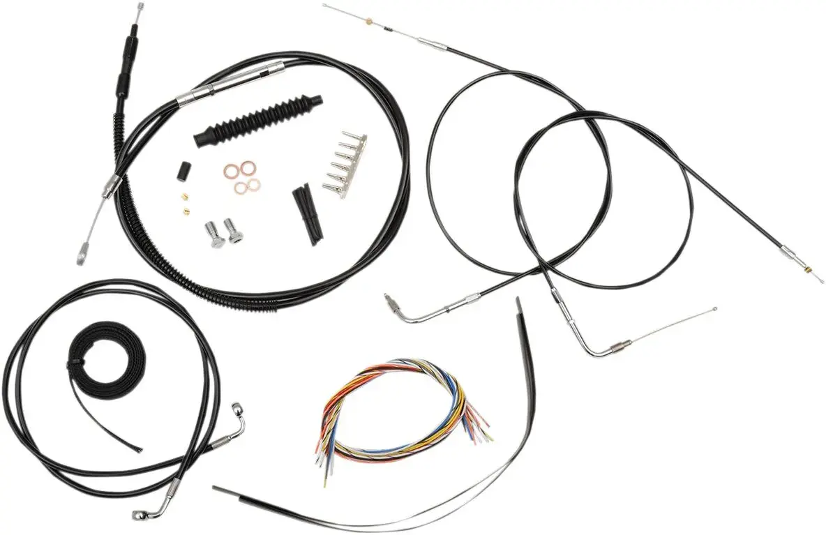 Kit complet câble de guidon et gainage de frein tressé vinyle noir LA CHOPPERS