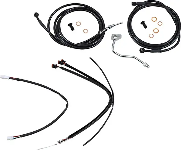 Komplettkit Lenkerzüge und -hüllen aus schwarzem Vinyl für Ape Hangers BURLY BRAND