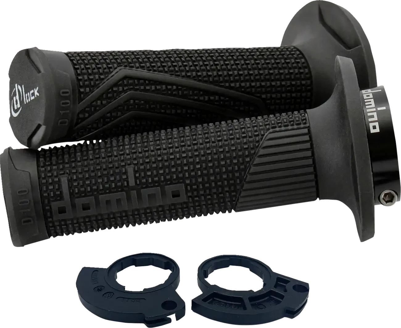 Revêtement poignée Domino moto off-road D100 d-lock noir closed end avec lock on 116-125 mm monocâble (paire)
