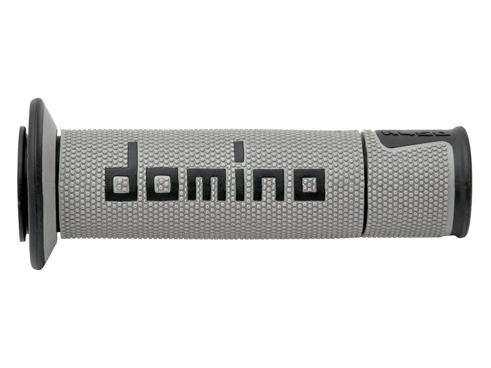 ڈومینو A450 گرے-بلیک اوپن اینڈ 120-125 ملی میٹر ہینڈل گریپ (جوڑا)