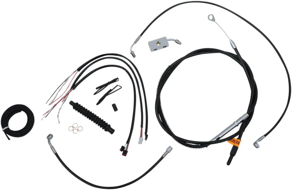 Kit complet câble de guidon et gainage de frein tressé vinyle noir LA CHOPPERS
