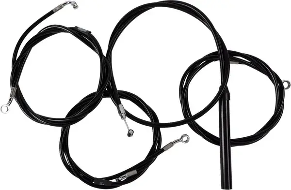 Kit complet câble de guidon et gainage de frein tressé vinyle noir LA CHOPPERS