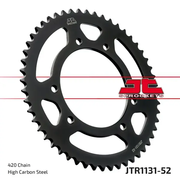 Kettenrad 50 mit Aufnahme passend für Rieju 50 MRT 2009-2022 / Gas Gas 50 Rookie 2002-2005 420 52 Zähne Stahl schwarz JT Sprockets