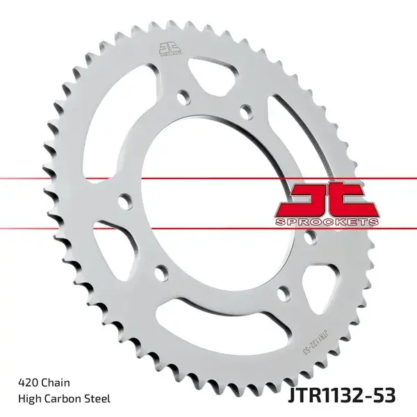 Kettenrad 50 Zähne Getriebe adaptierbar Aprilia 50 RX 2018+ Bultaco 50 SM Astro 2001+ Derbi 50 Senda R DRD Pro 2005+ 420 53 DTS Stahl schwarz JT Sprockets