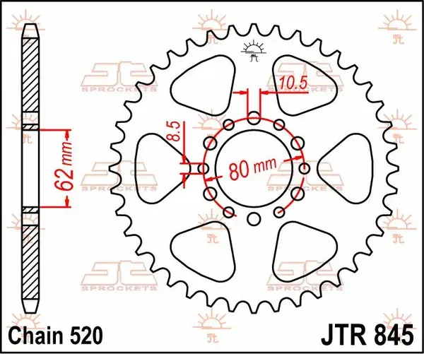 Gir belakang baja JT SPROCKETS — tampak ke-3