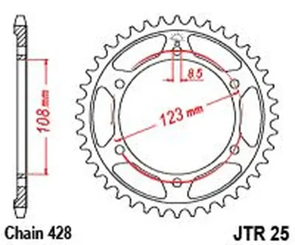 JT Sprockets 428 60 tooth black steel sprocket for Aprilia 125 RS4 2011-2016 / 125 Tuono 2017-2020