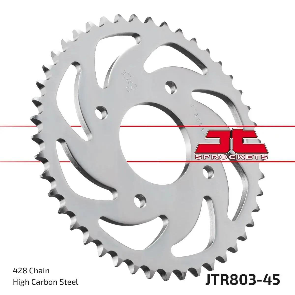 JT Sprockets Kettenrad passend für Suzuki 125 GSX-R 2017-2025 / GSX-S 2017-2025 428 45 Zähne DTS grauer Stahl
