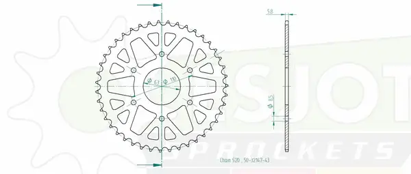 معیاری ریئر اسپراکٹ 520 ایس جے او ٹی — 2 ویو