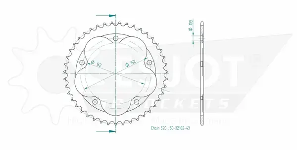 Standard Hinterrad-Kettenrad 520 ESJOT — Ansicht 3
