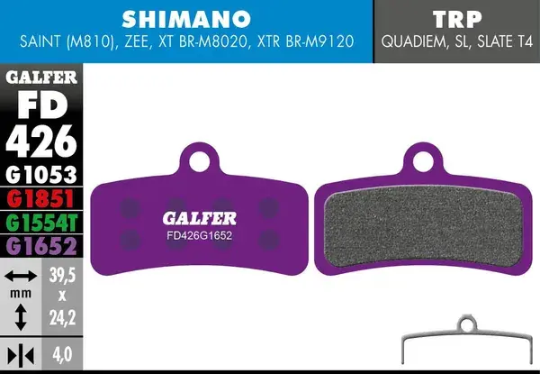 Plaquettes de frein GALFER G1652 pour vélos électriques