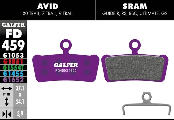 Plaquettes de frein GALFER G1652 pour vélos électriques