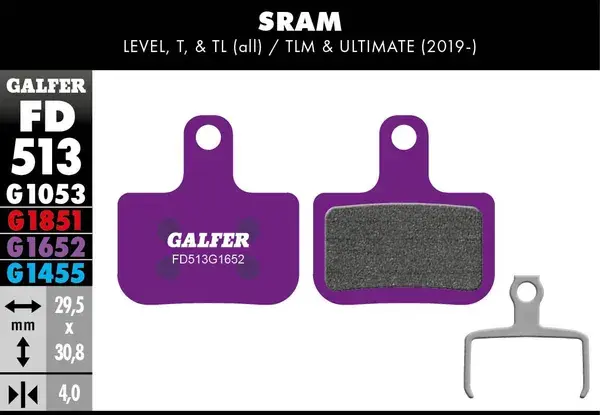 Plaquettes de frein GALFER G1652 pour vélos électriques