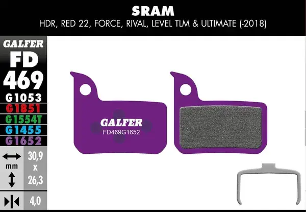Plaquettes de frein GALFER G1652 pour vélos électriques