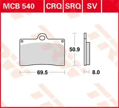 Plaquette de frein avant Carbon CRQ TRW 7321522