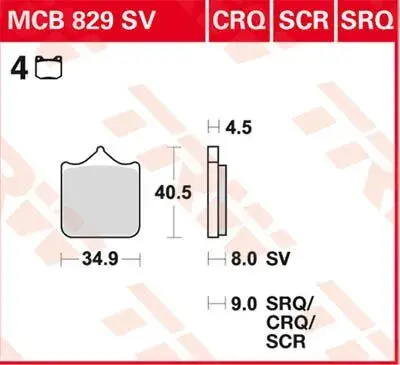 وسادات فرامل ملبدة سلسلة SV TRW