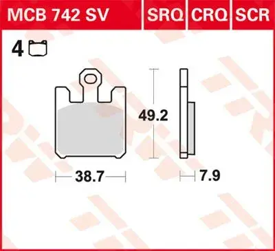 Plaquettes de frein frittées TRW pour course série SCR