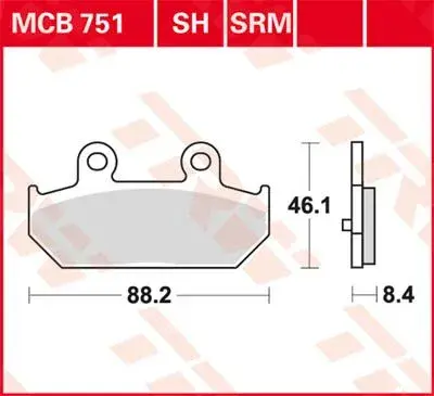 لوحات (تيل) فرامل TRW SRM Series معدنية (مُلبدة) للدراجات البخارية