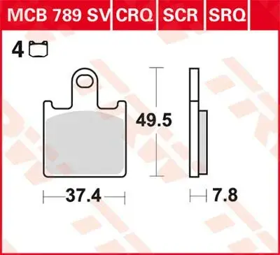 سنٹرڈ بریک پیڈز TRW SCR ریس سیریز