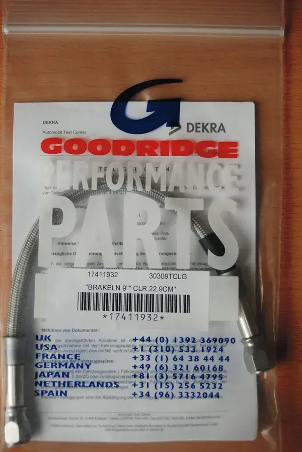 Goodridge بریک کیبل BRAKELN 9 CLR 22.9 سینٹی میٹر دستانے