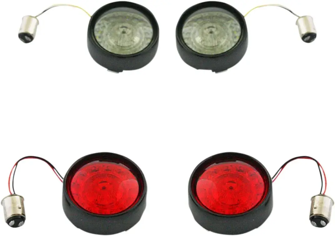 Komplettes Umrüstkit für vordere und hintere Blinker mit Bullet Bezel Custom Dynamics Linsen