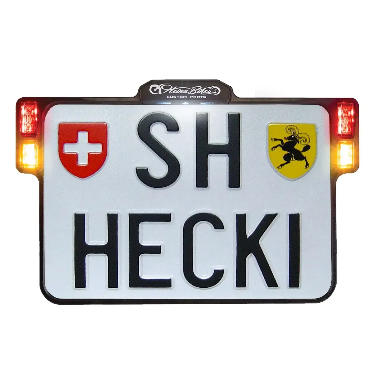 Support de plaque d'immatriculation tout-en-un 2.0 avec éclairage et feux arrière HEINZ BIKES