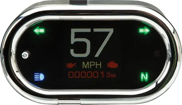 MLX-speedometer med styrestamme-montering og signal Dakota Digital — vinkel 2