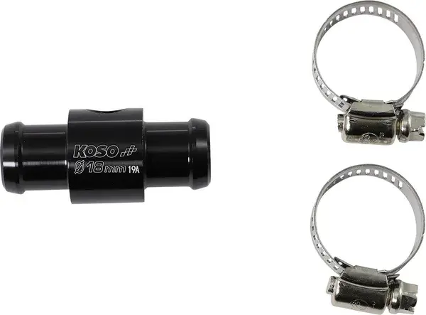 Adaptateur-raccord de durite de refroidissement avec sonde de température Koso pour durite 18 mm noir