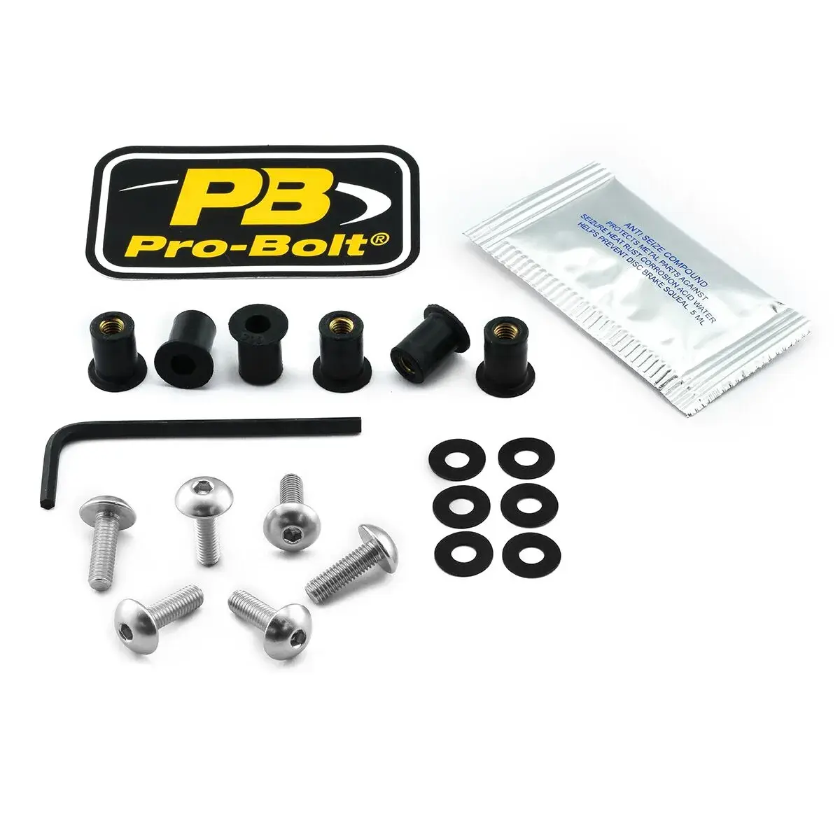 طَقْم مَسامير لِلحاجِب PRO BOLT فِضِّي