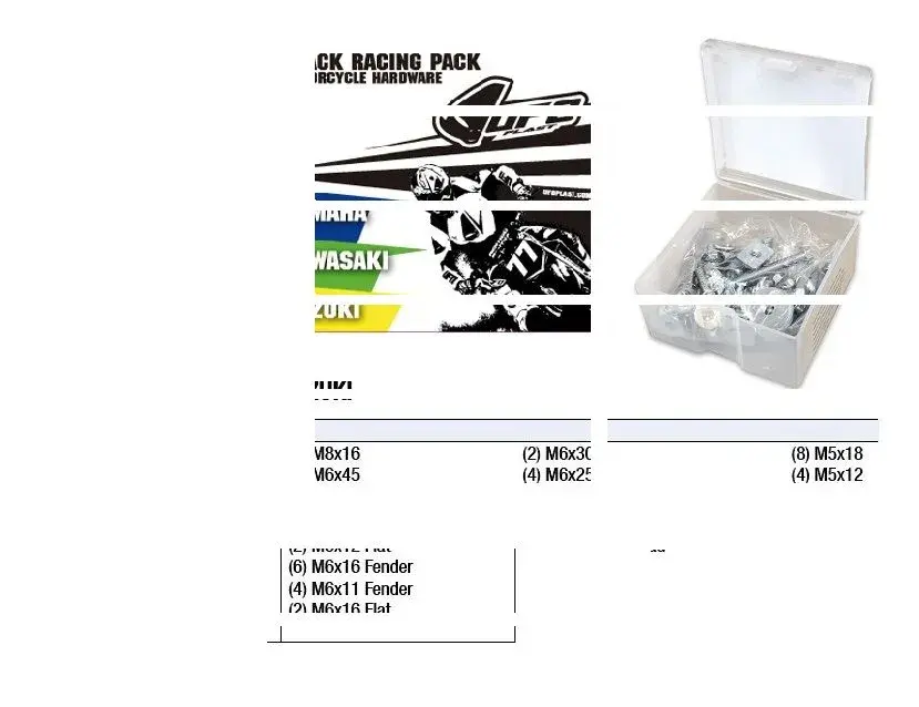 Kit visserie UFO pour Track Racing Kawasaki Suzuki Yamaha