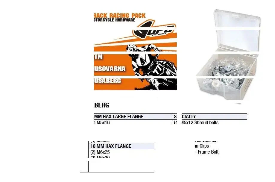 Kit de visserie UFO pour Track Racing KTM/Husqvarna/Husaberg