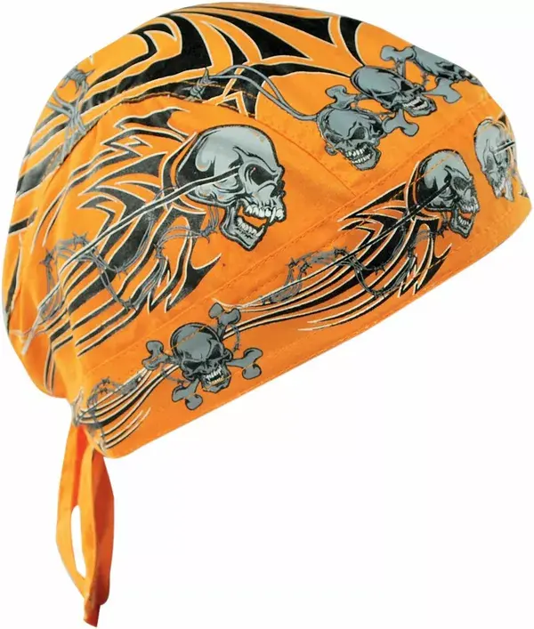 Přilbový nákrčník Flydanna Orange Tribal Skull ZAN HEADGEAR