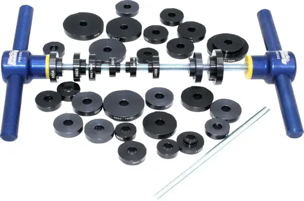 Profi-Werkzeug Lagerpresse Black Bearing - Komplettkoffer mit 2 Pressen + 34 CNC-gefraste, eloxierte Alu-Aufnahmen