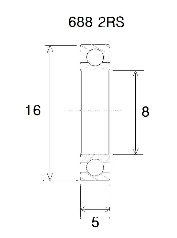 Roulement cadre suspendu Black Bearing Max 8x16-5-6,5 mm (688 Max E-2RS)
