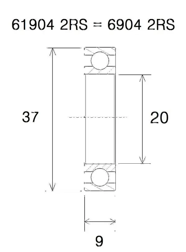 Roulement cadre suspendu Black Bearing max 20X37-9MM (61904-2RS - 6904-2R)