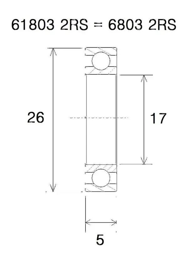 Roulement de roue blackbearing B5 qualite premium 17X26-5MM (61803-2RS - 6803-2RS)