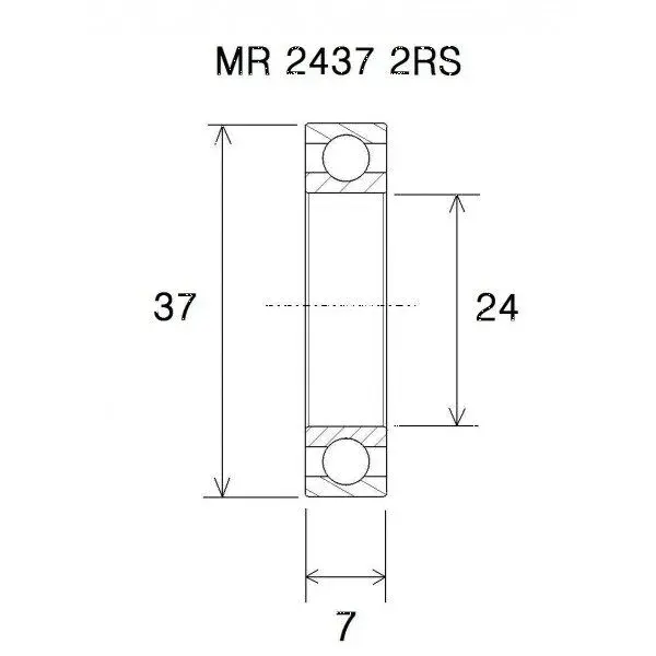 رویلنگ آف وہیل بلیک بیرنگ B5 پریمیم کوالٹی 24x37-7 ملی میٹر (2437-2RS)
