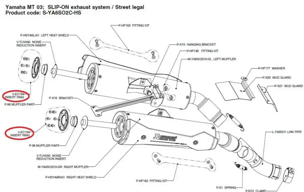 Pièces de rechange pour échappement Akrapovic (8503 MISC Parts)