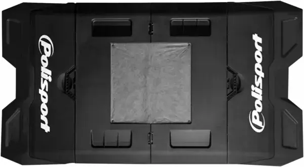 Tapis récupérateur environnemental motocross Polisport pliable en polypropylène noir avec 2 absorbants