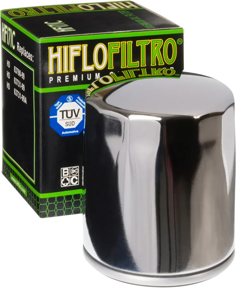 Filtre a huile moto adaptable harley-davidson 1340 fl-flst-fxr-electra-low rider-tour glide, 1450 dyna, 1584 FXST (OEM: 63731-99 - 63731-99A - 63798-99) (76X92MM) chrome -Hiflofiltro HF171C