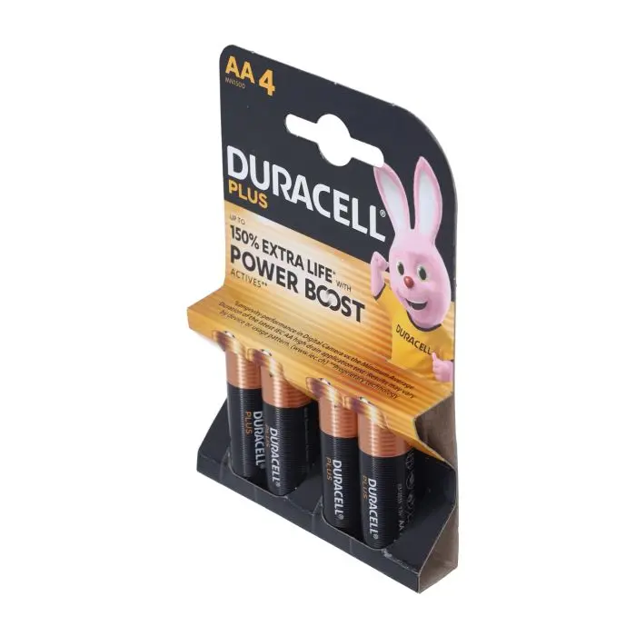 ব্যাটারি Duracell AA 1.5V Plus পাওয়ার বৃদ্ধি 4 টির প্যাক