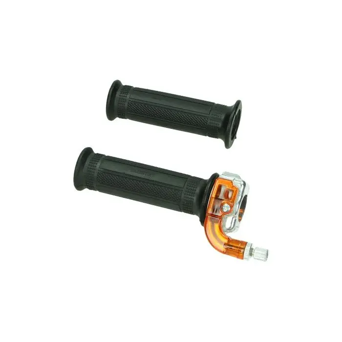 Komplettes quadratisches Gasdrehgriff-Set mit rechtem Winkel schwarz/orange für Moped/Scooter